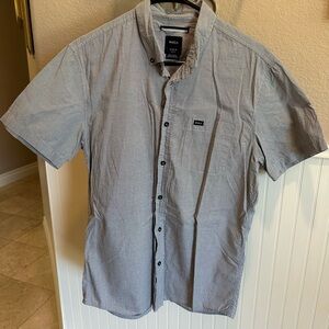 RVCA Light Gray Button Down Shirt Slim Fit Size M